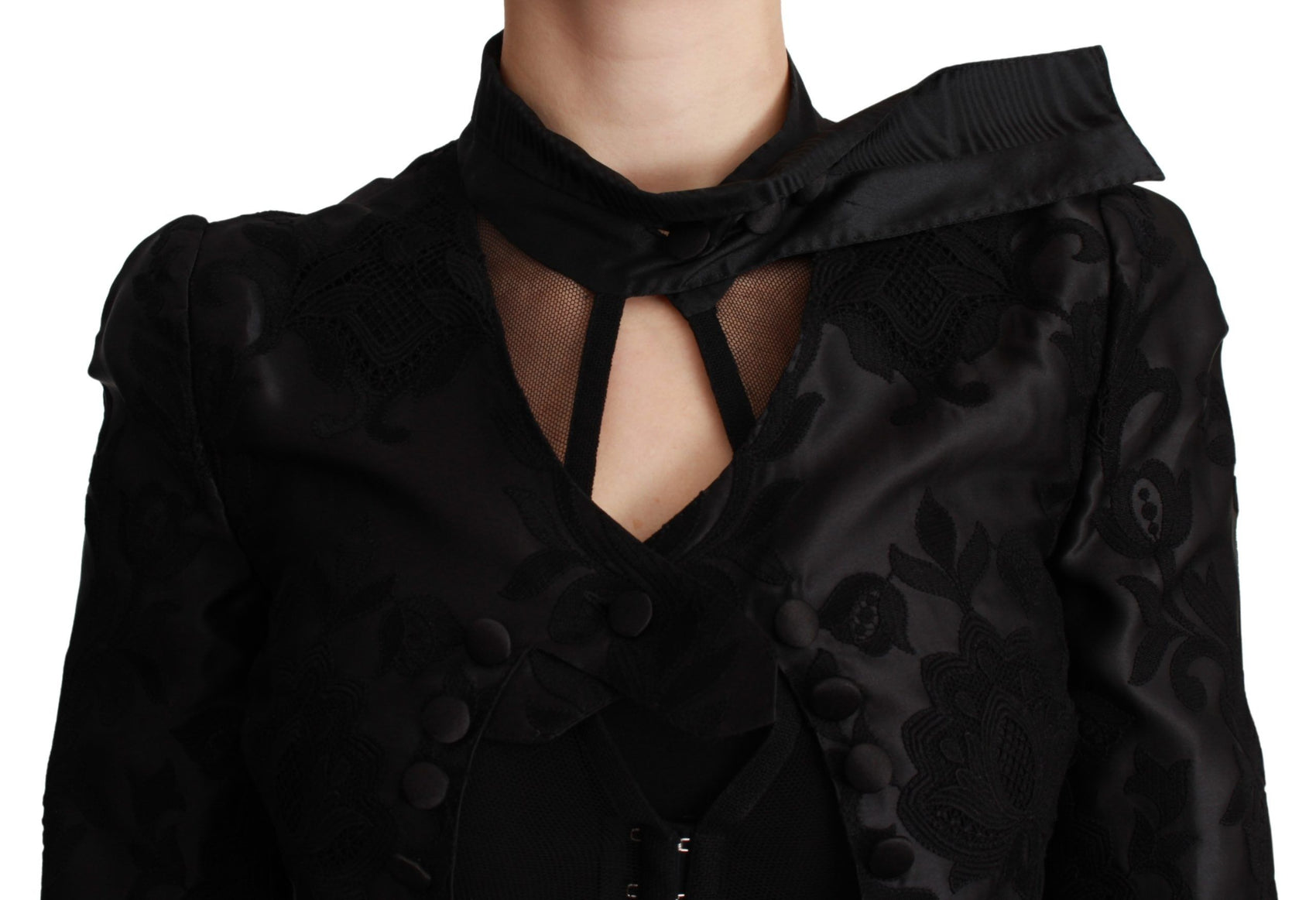 Blazer con corsetto jacquard floreale squisito