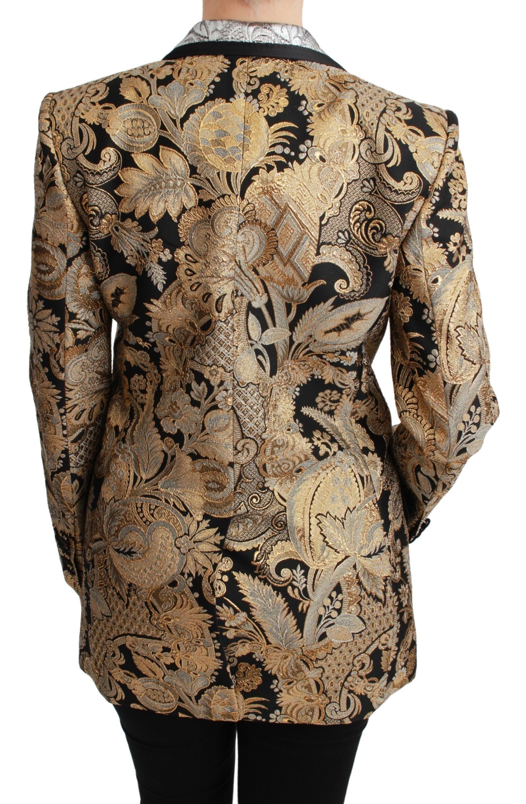 Elegante blazer jacquard floreale dorato