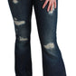Chic High Waist Flare Denim Queen Ricamo