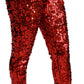 Eleganti pantaloni rossi a vita alta cropped