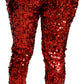Eleganti pantaloni rossi a vita alta cropped