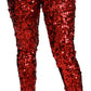 Eleganti pantaloni rossi a vita alta cropped