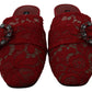 Radiant Red Slide Flats with Crystal Embellishments