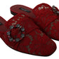 Radiant Red Slide Flats with Crystal Embellishments