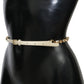 Champagne Crystal Embellished Leather Belt