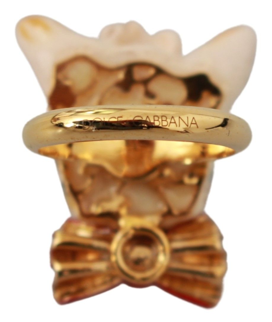 Schicker goldfarbener Statement-Ring mit Hundemotiv