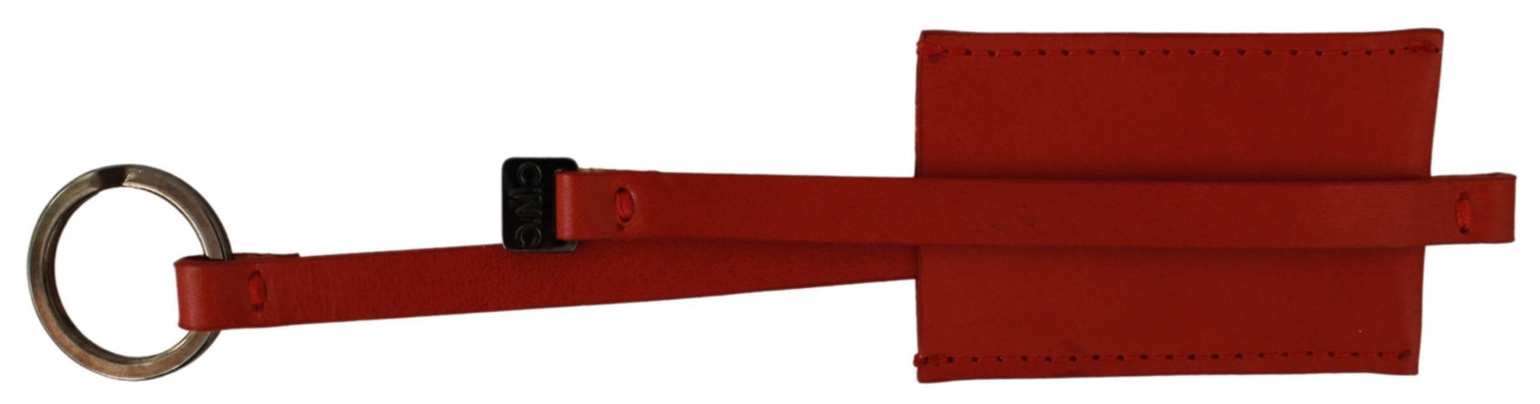 Elegante portachiavi in ​​pelle e metallo - Rosso