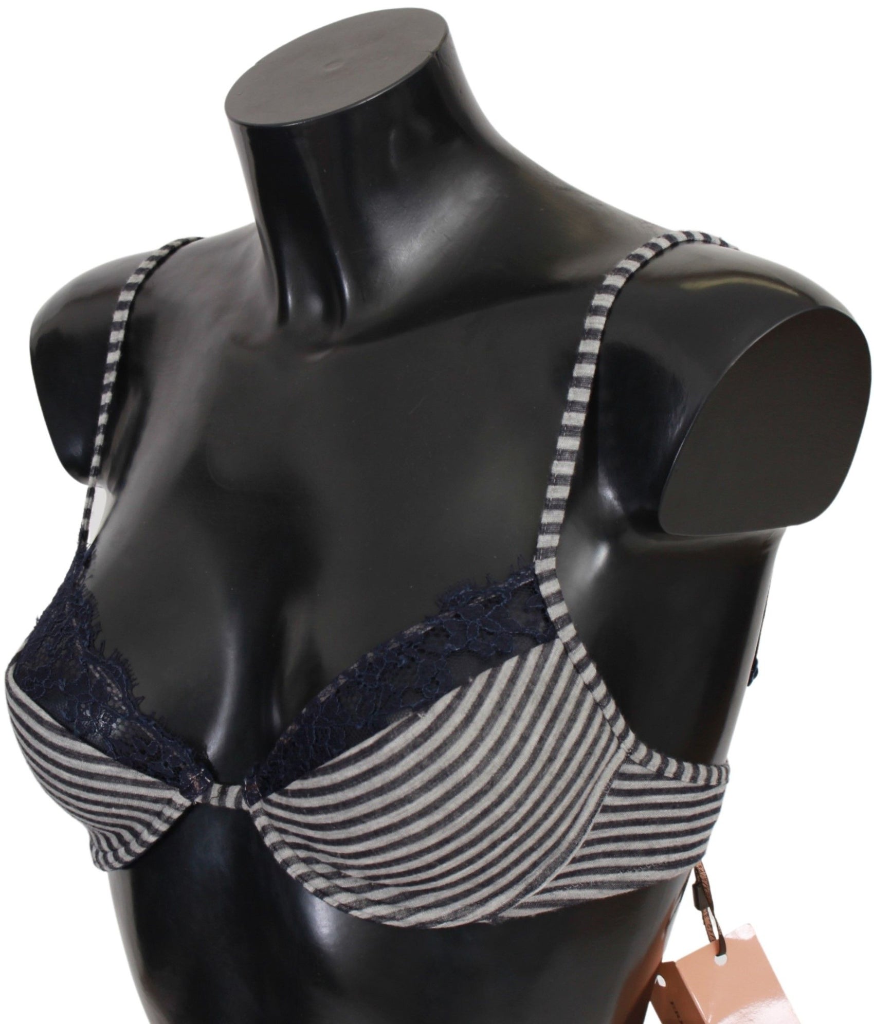 Blau gestreifter Reggiseno-BH aus Spitze