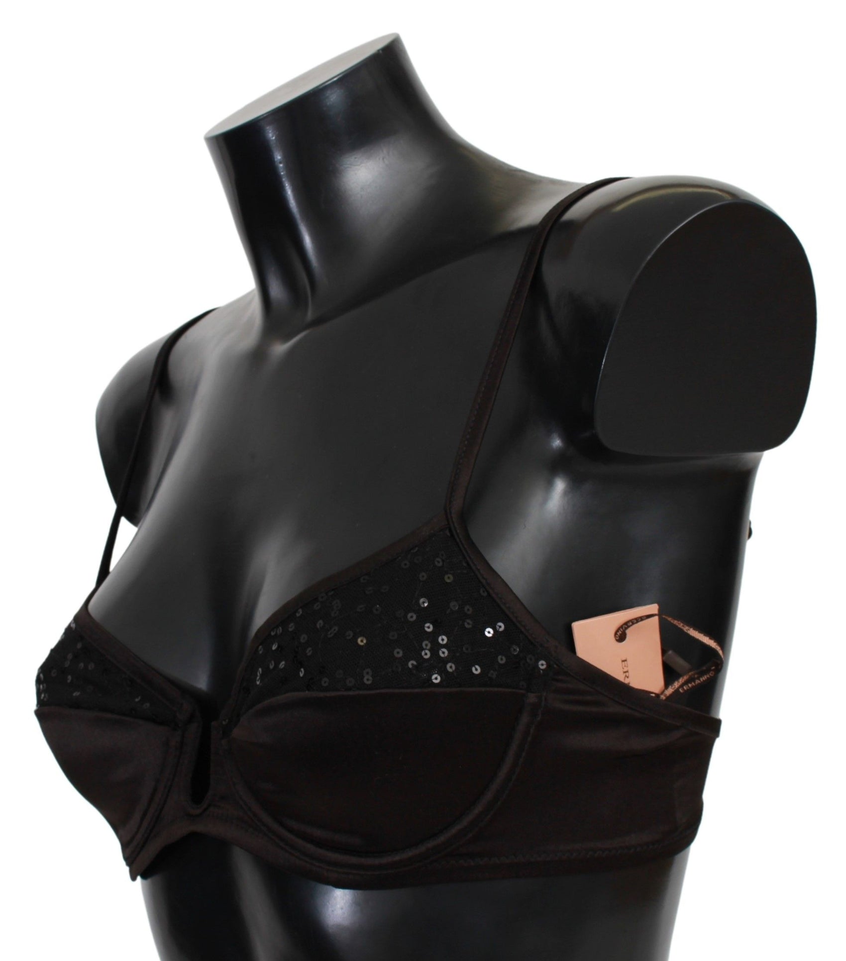 Brauner Balconette-BH mit Pailletten