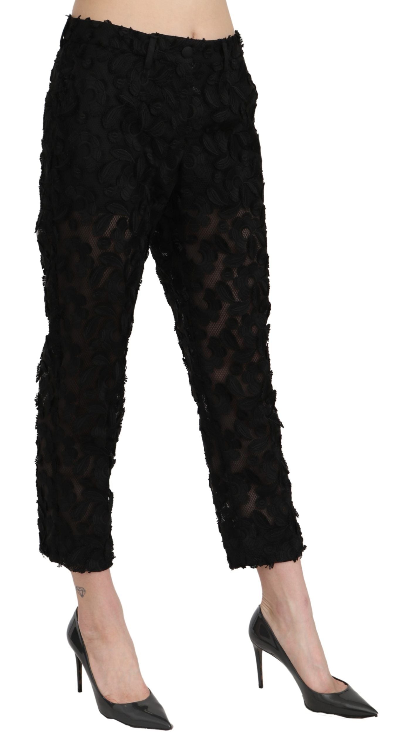 Pantaloni eleganti dritti in pizzo