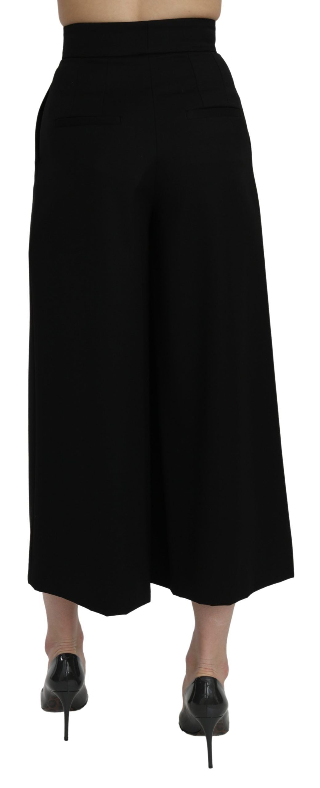 Pantaloni eleganti in lana a vita alta e gamba larga