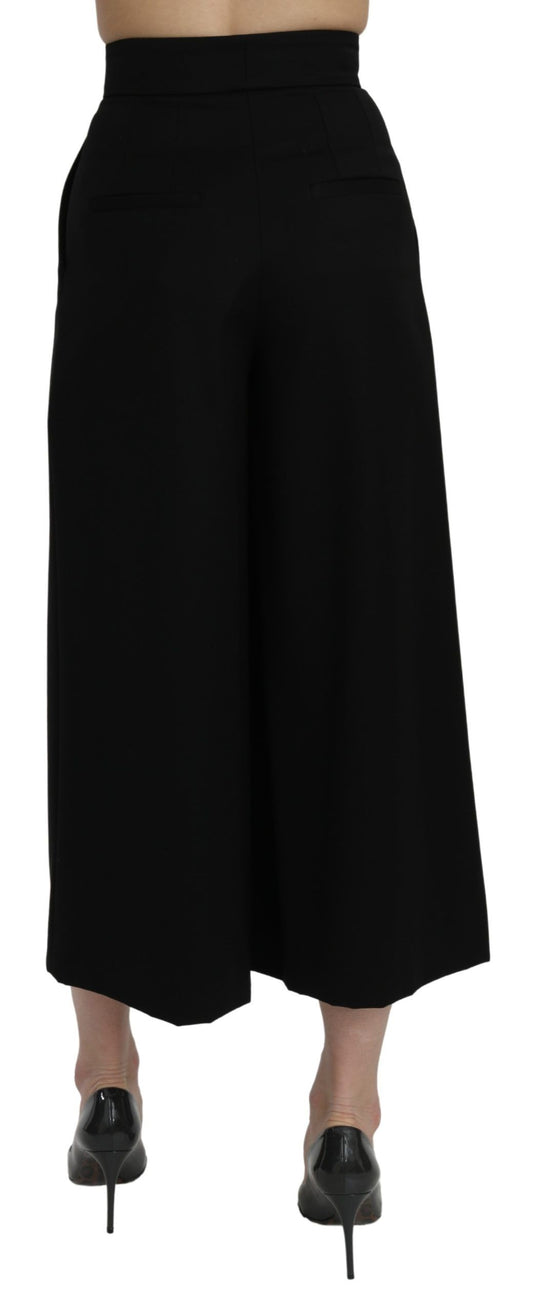 Pantaloni eleganti in lana a vita alta e gamba larga