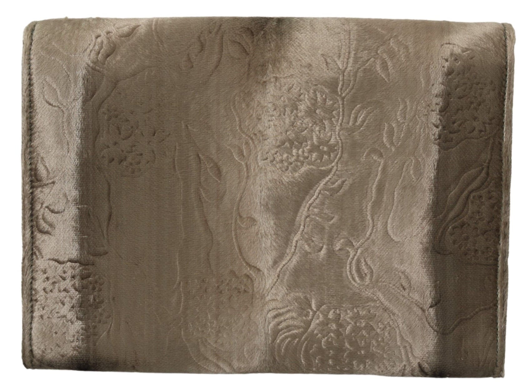 Beige Aktentasche aus Samt und Leder mit Kroko-Print