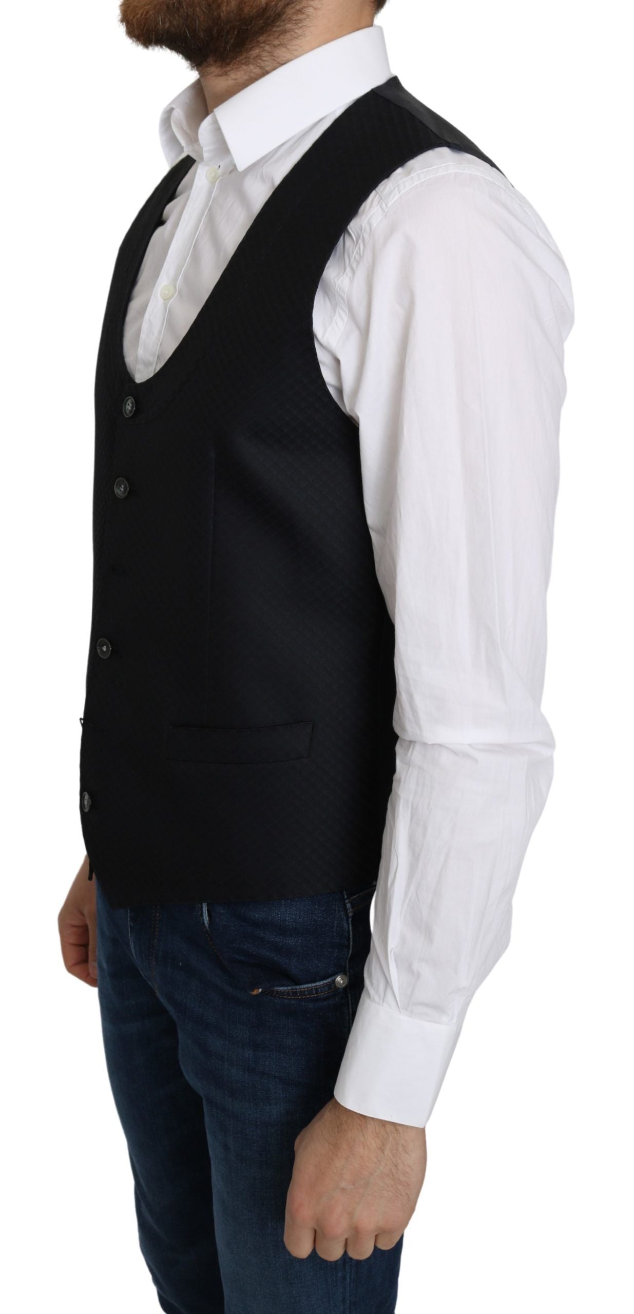 Elegante blaue Weste aus Seidenmischung