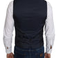 Elegant Blue Silk-Blend Formal Vest