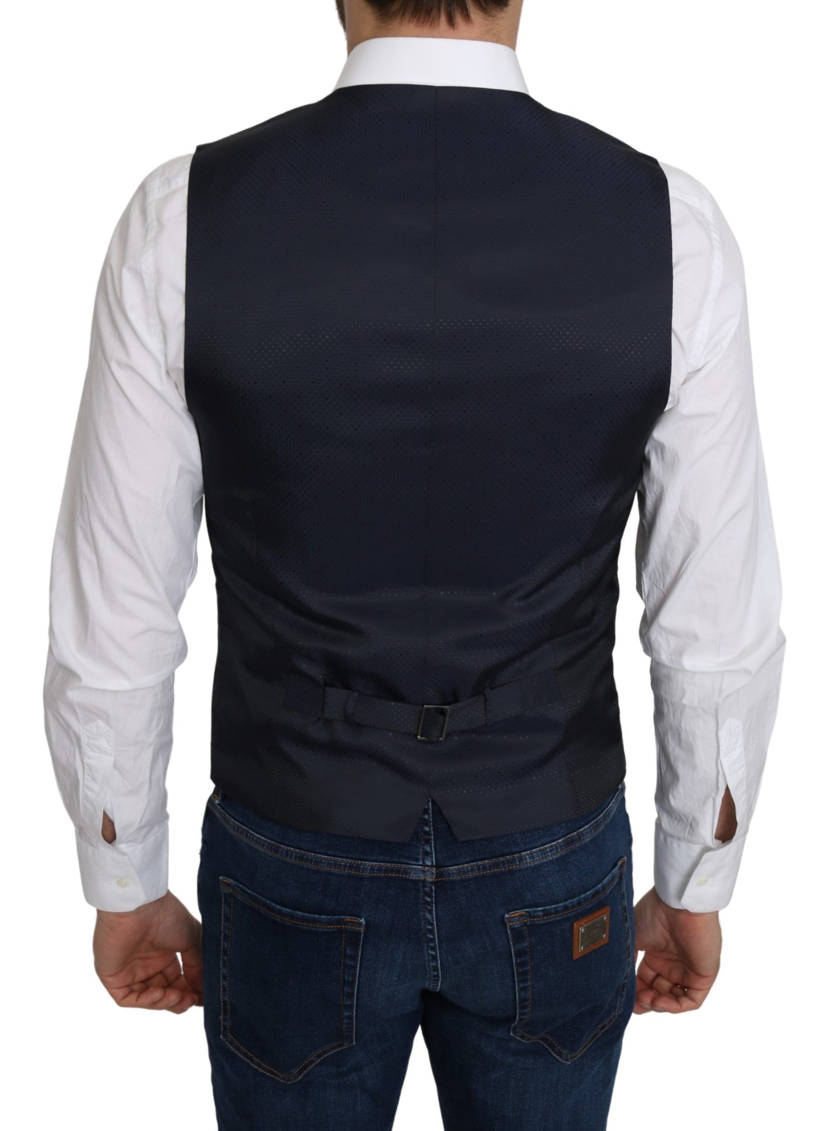 Elegante blaue Weste aus Seidenmischung