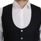 Elegant Blue Silk-Blend Formal Vest