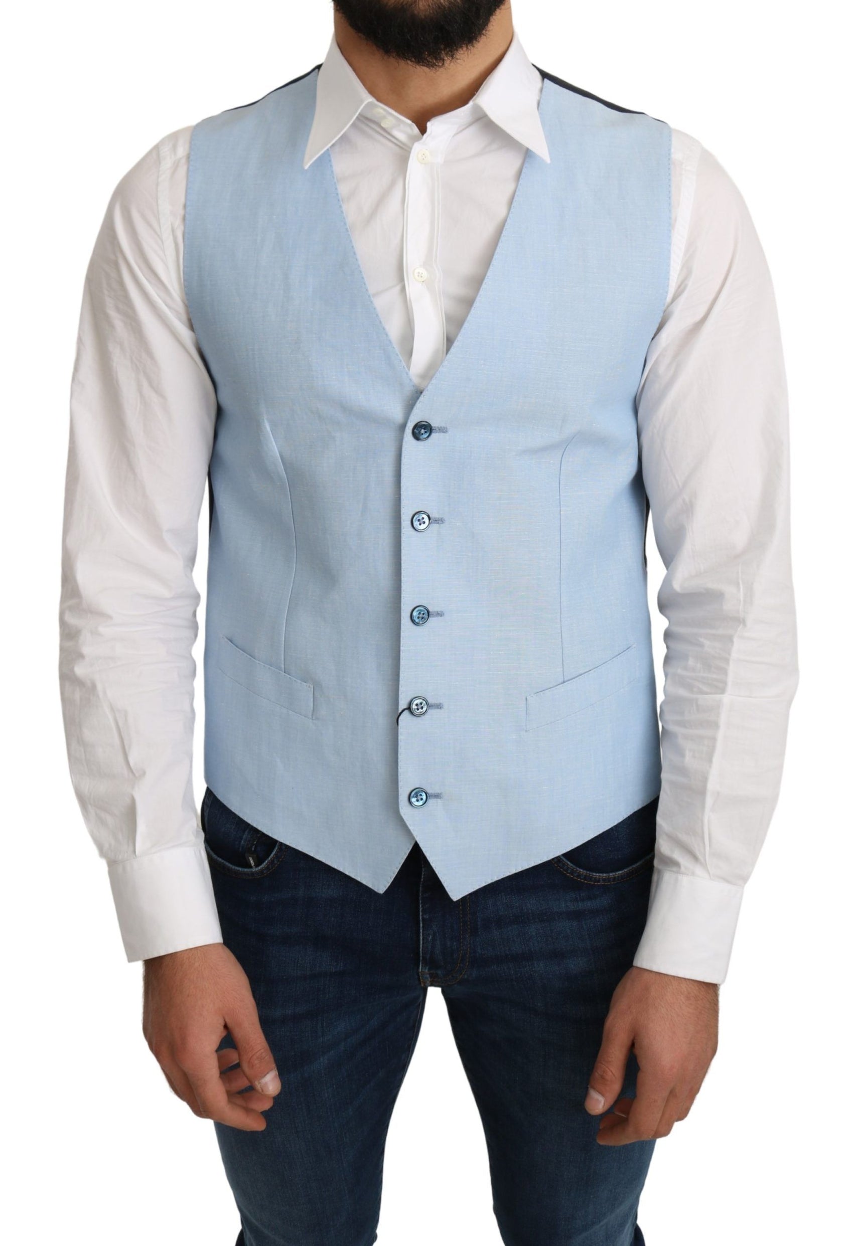 Elegante gilet formale da uomo azzurro