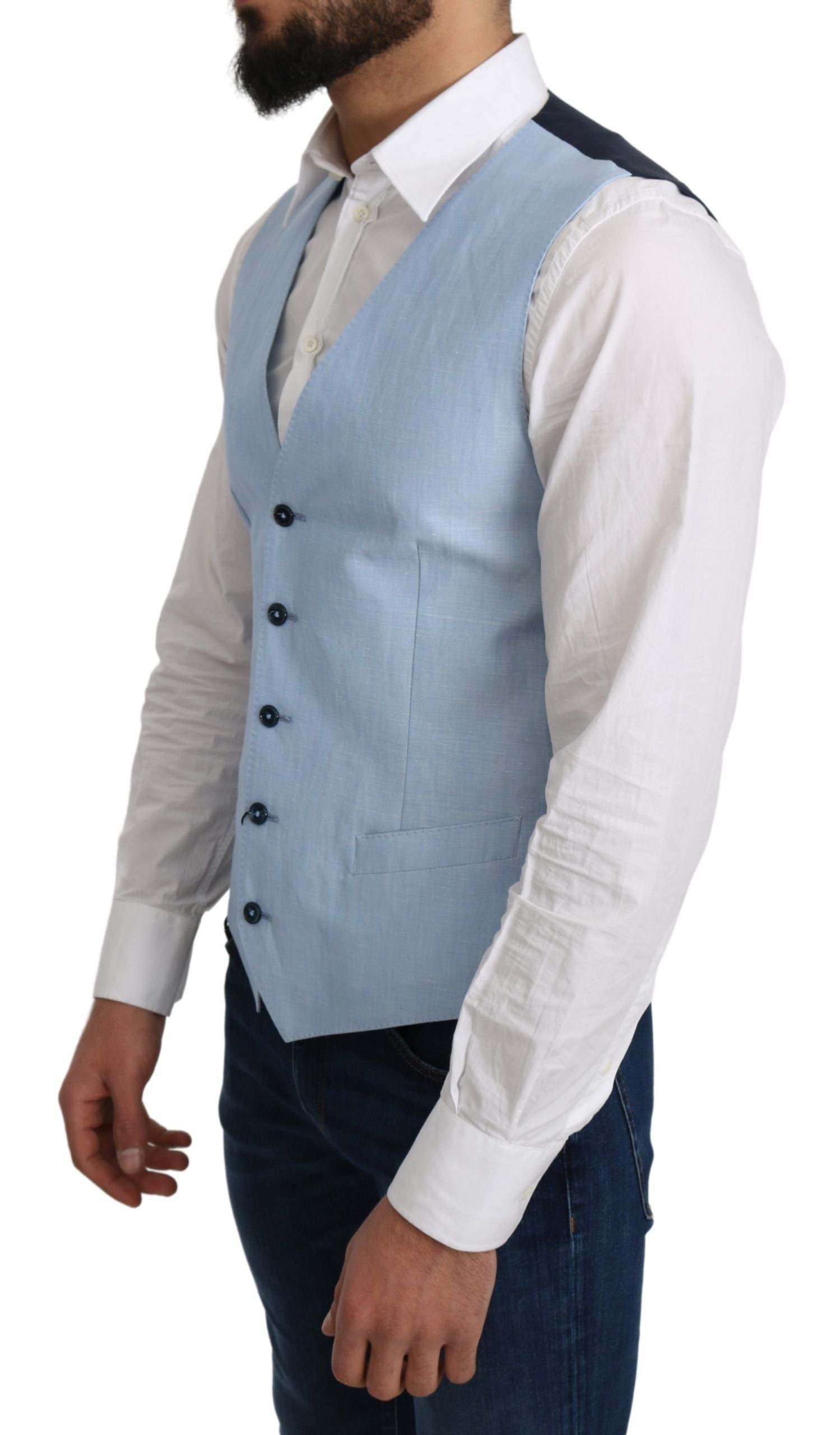 Elegante Azurblaue Herren Weste