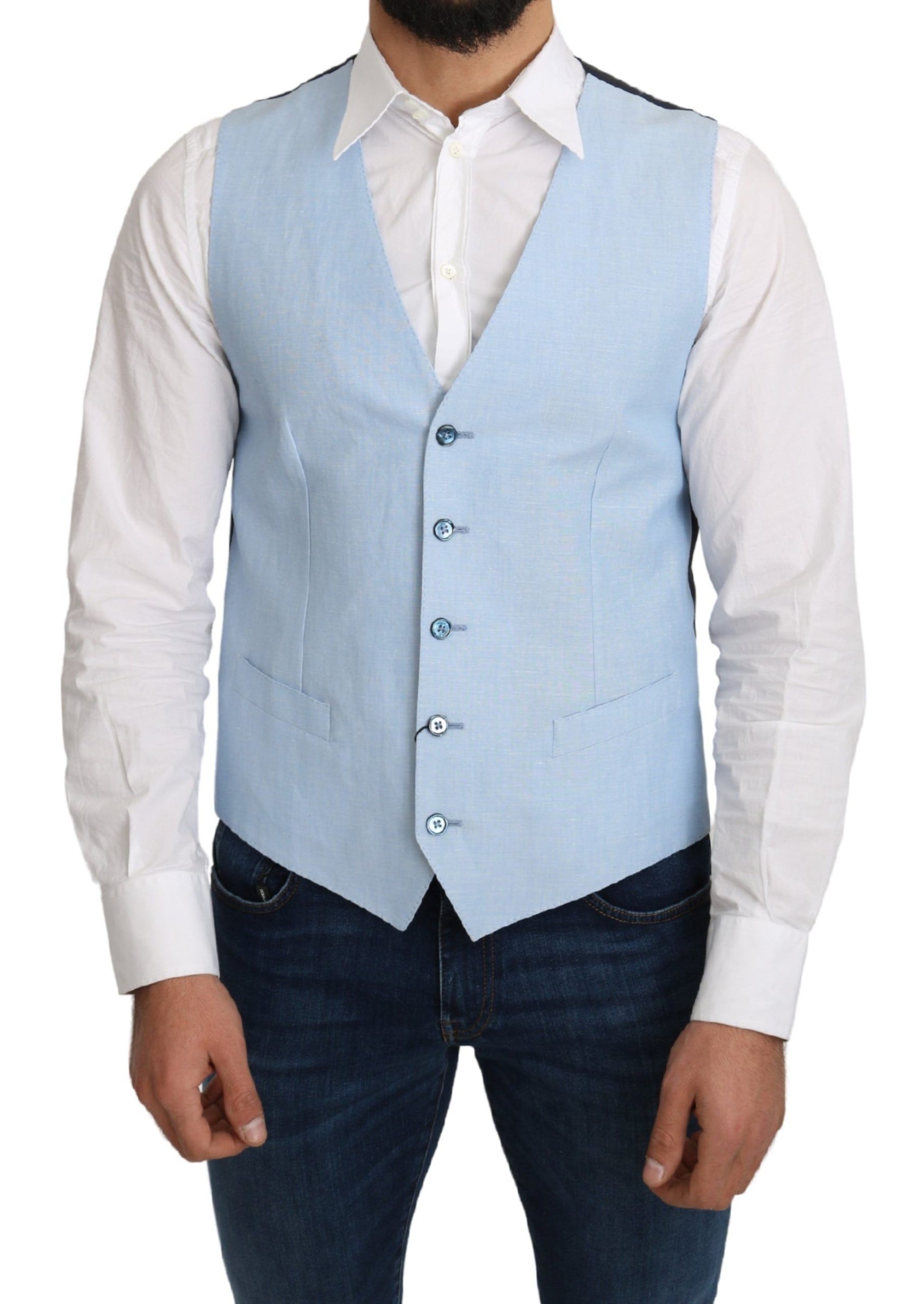Elegante Azurblaue Herren Weste
