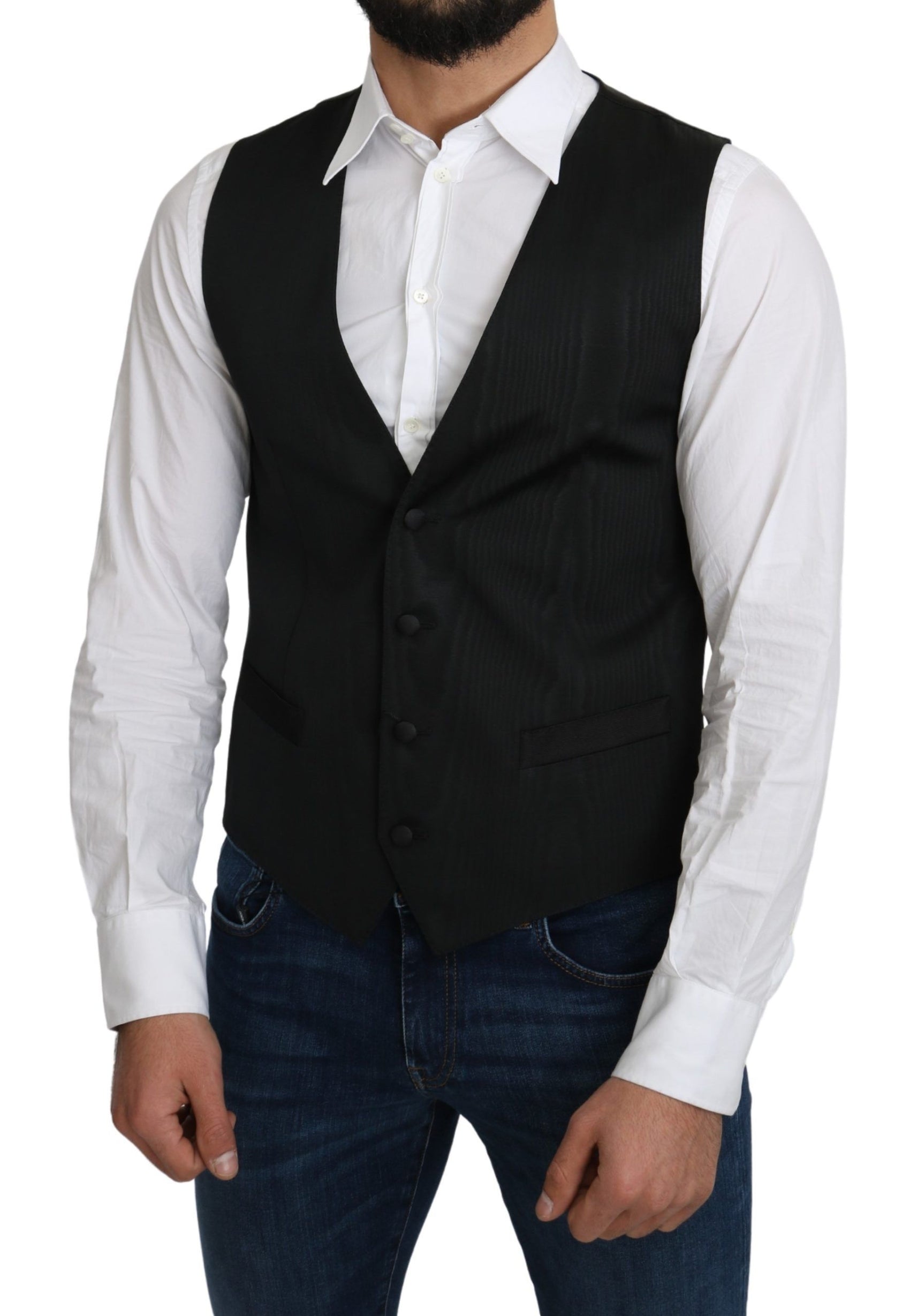 Elegante gilet grigio formale in seta