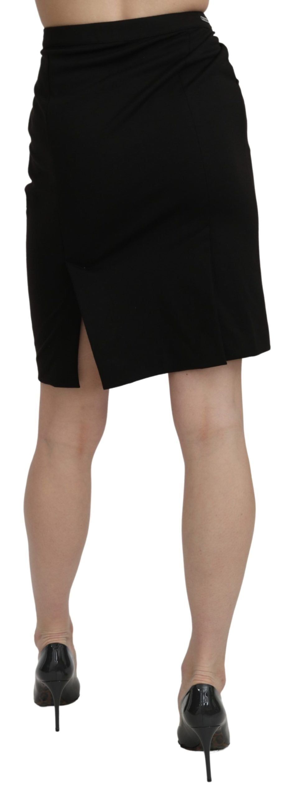 Schicker schwarzer Leinenrock mit hoher Taille