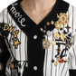 Dolce & Gabbana White and black Blouse Cotton Crystal Charms Amore Shirt