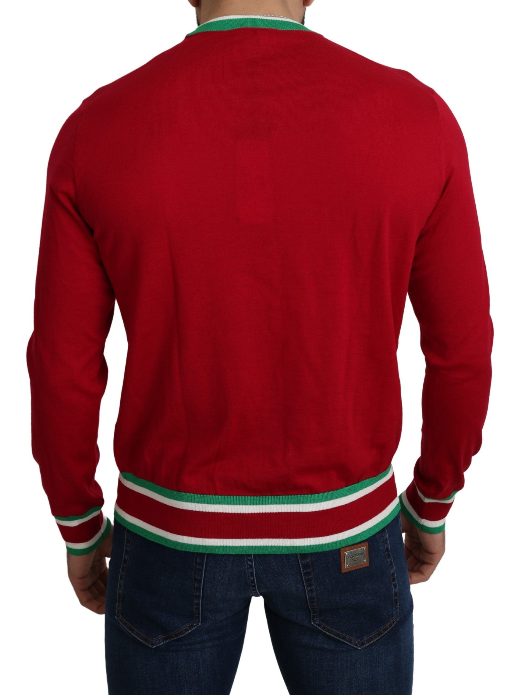 Elegante maglione girocollo in lana e seta rosso