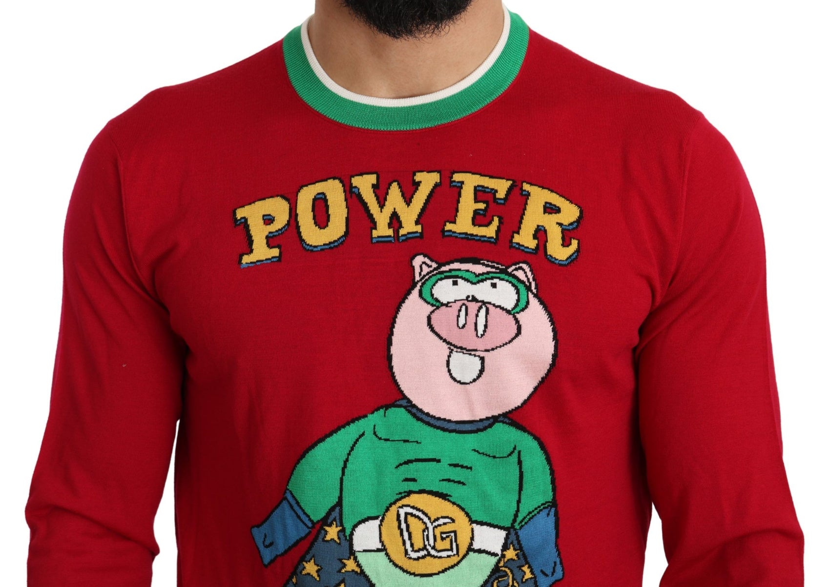 Elegante maglione girocollo in lana e seta rosso