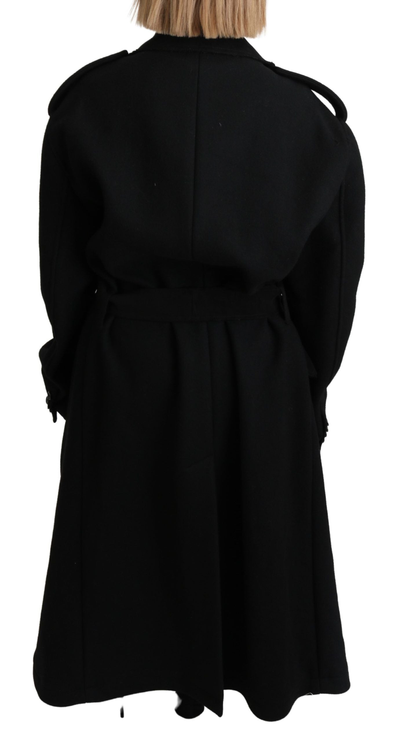 Elegante trench in lana nera