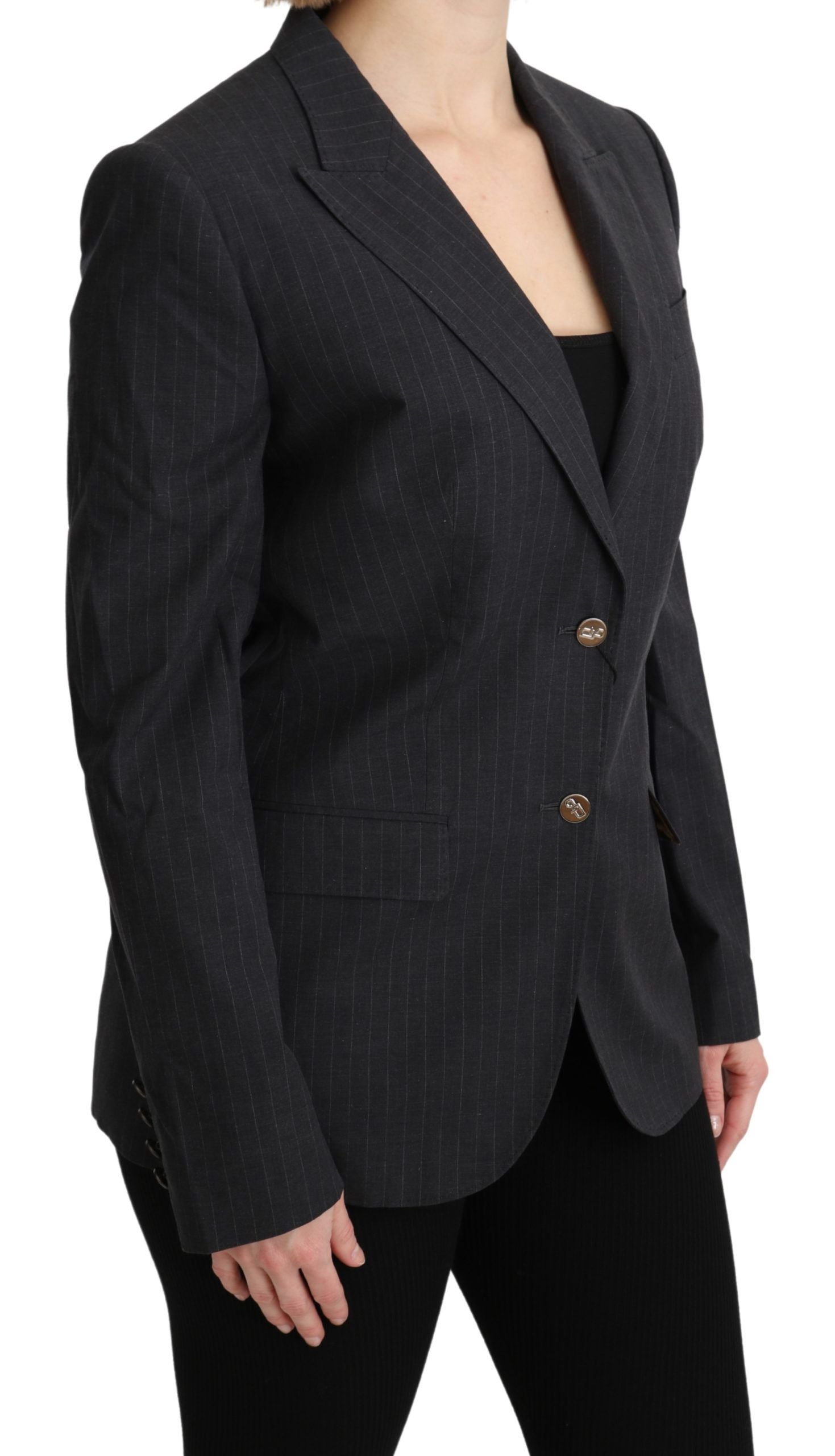 Elegante blazer in cotone a righe grigie