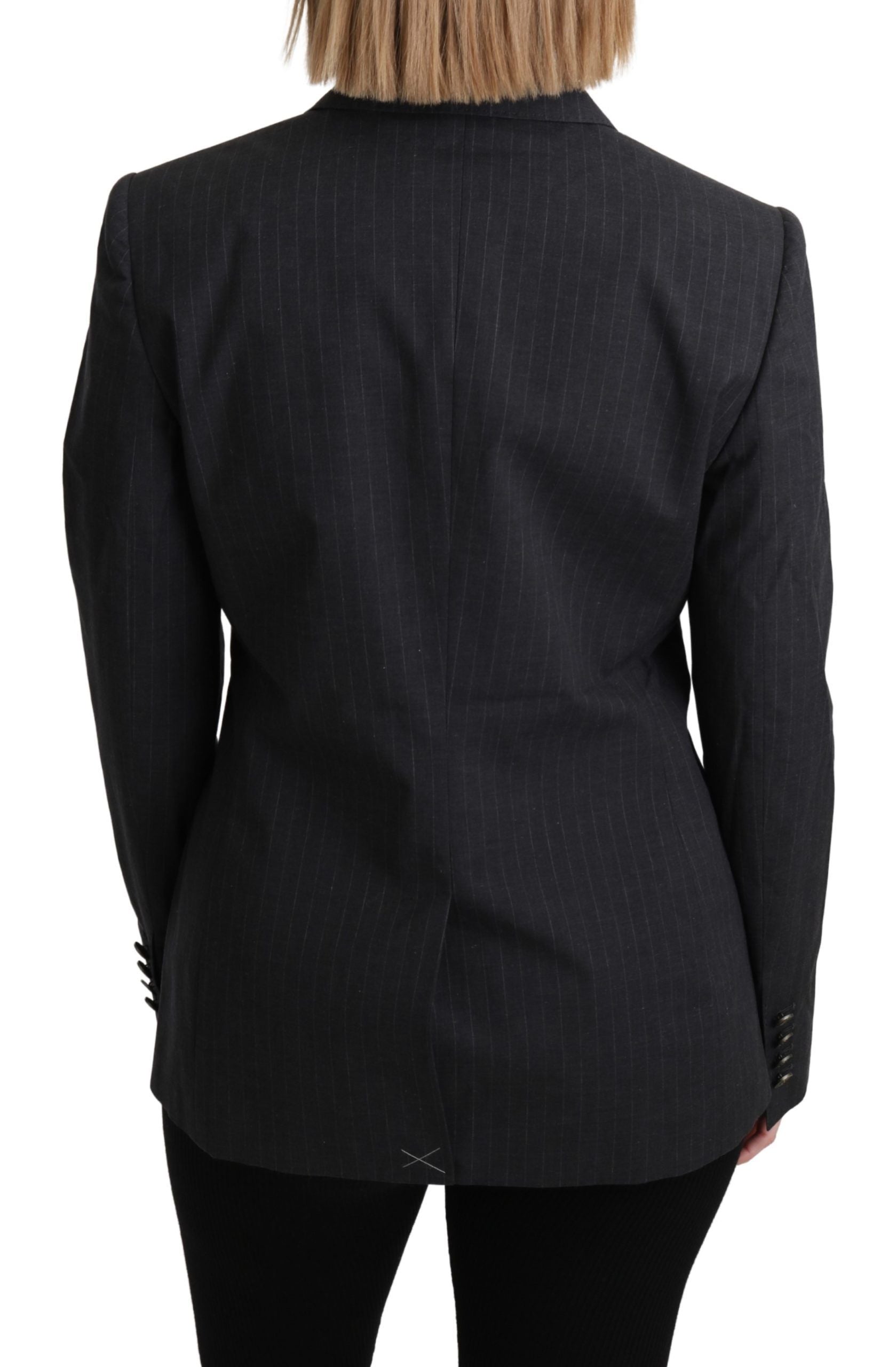 Elegante blazer in cotone a righe grigie
