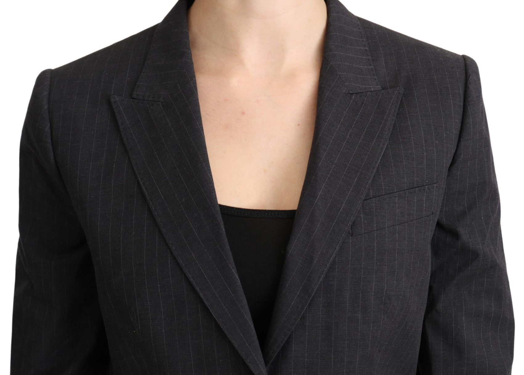 Elegante blazer in cotone a righe grigie