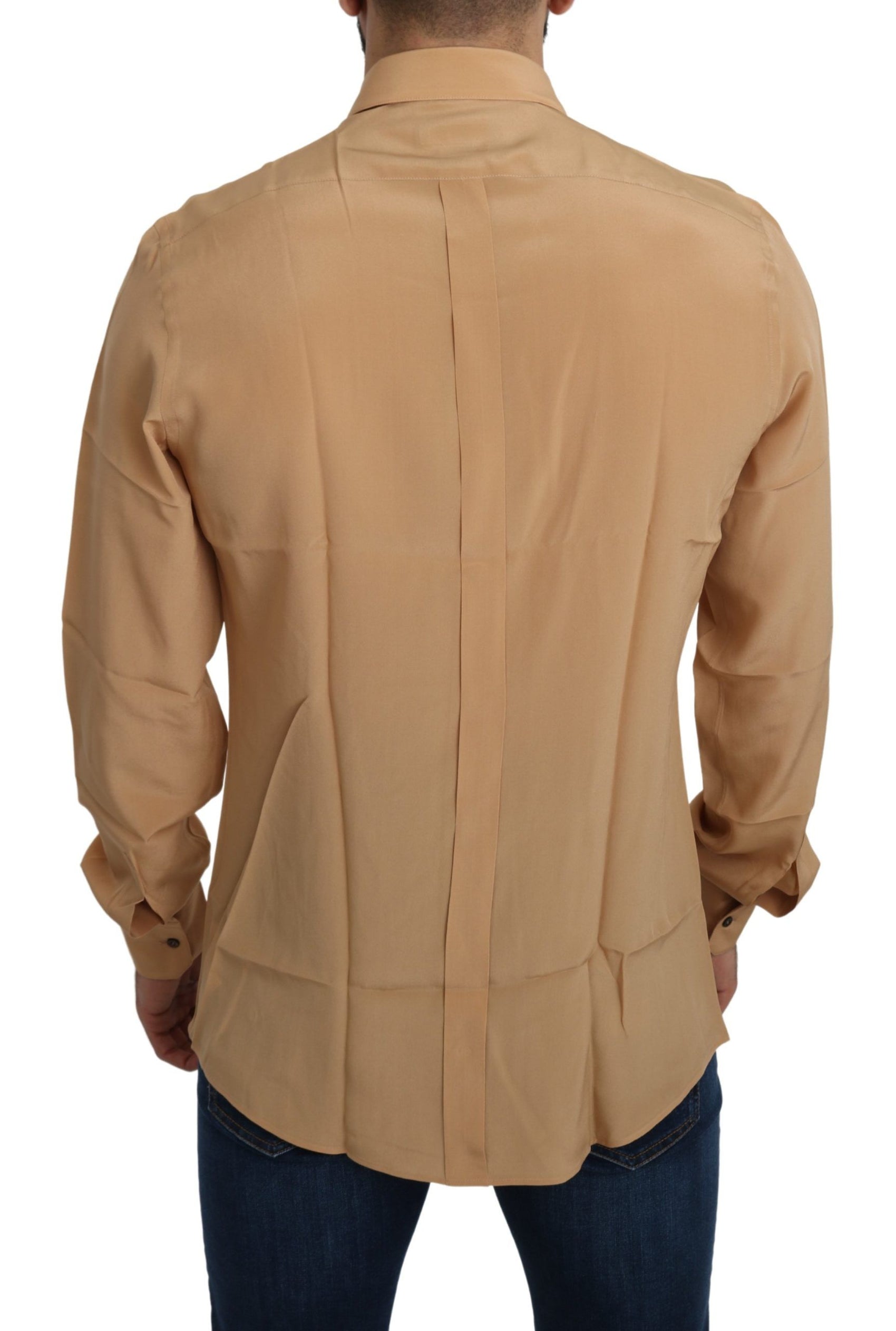 Camicia elegante da uomo in seta gialla