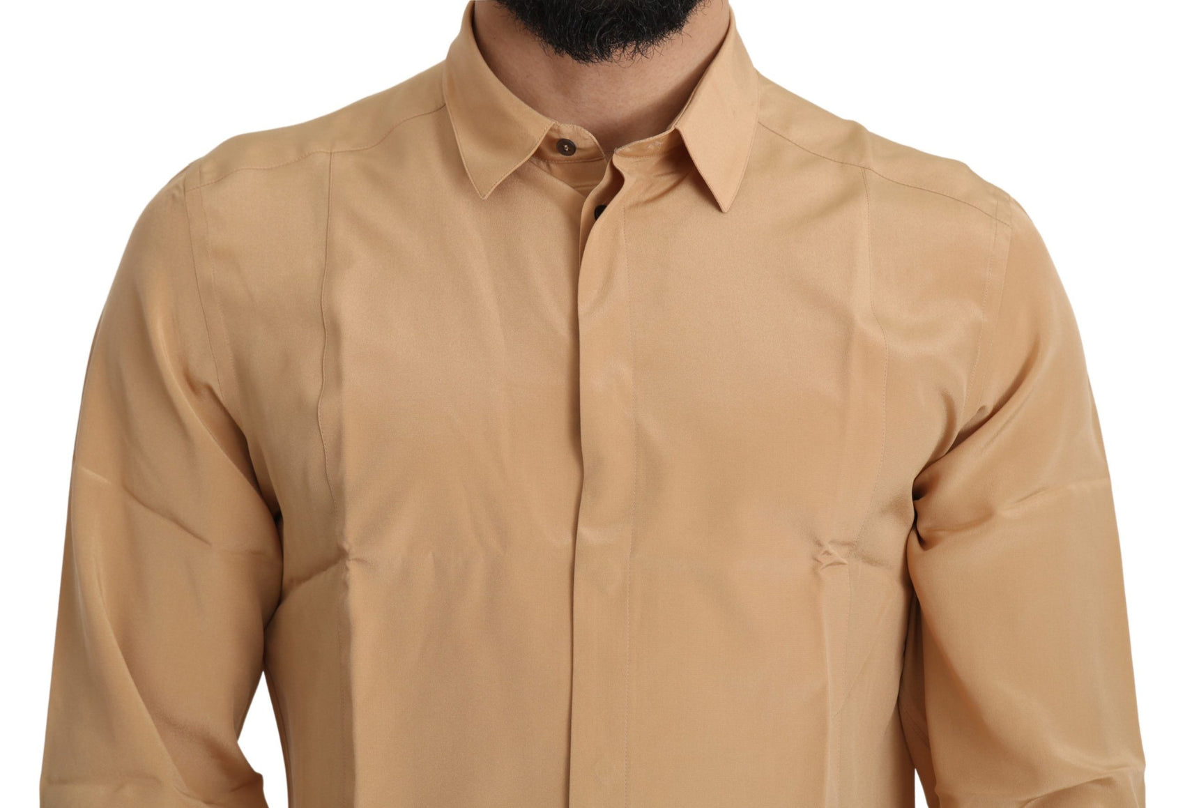 Camicia elegante da uomo in seta gialla