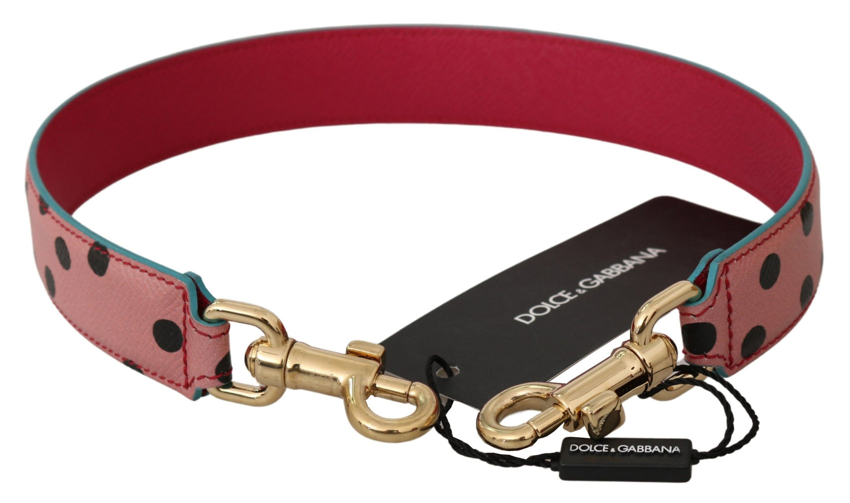 Elegante tracolla in pelle a pois rosa