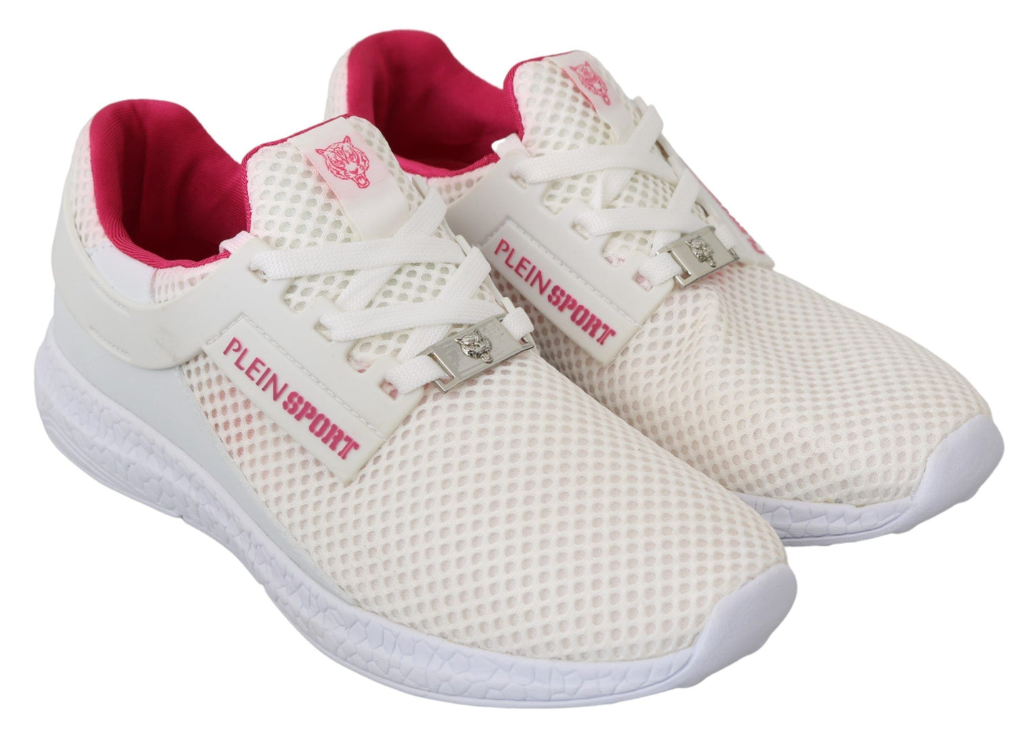 Chic White Becky Sneakers with Pink Accents