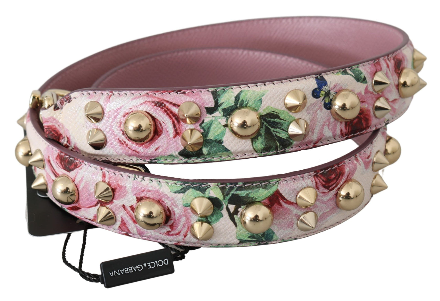 Tracolla in pelle rosa floreale chic