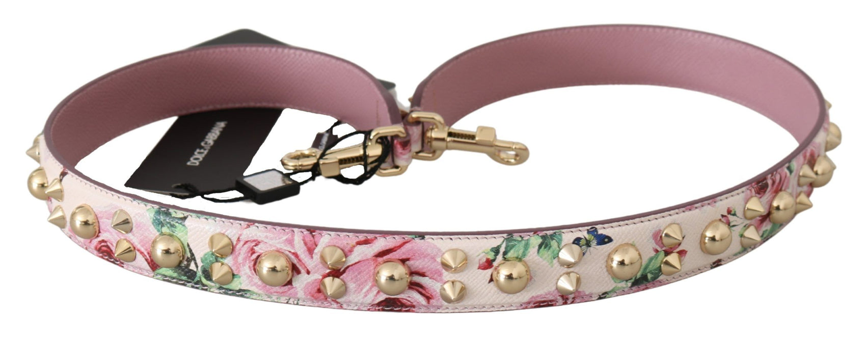 Tracolla in pelle rosa floreale chic