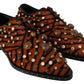 Tiger Pattern Crystal Embellished Flats