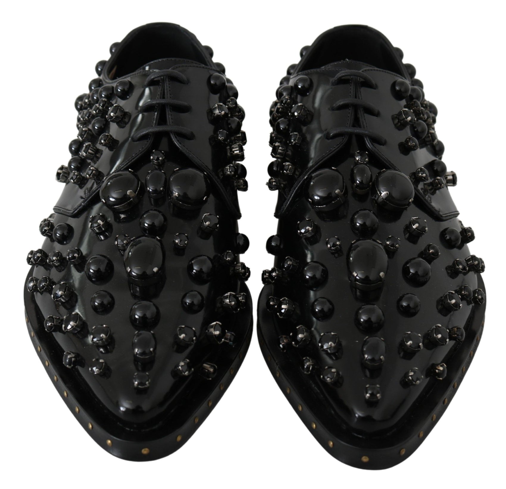 Elegante schwarze Abendschuhe aus Leder mit Kristallen