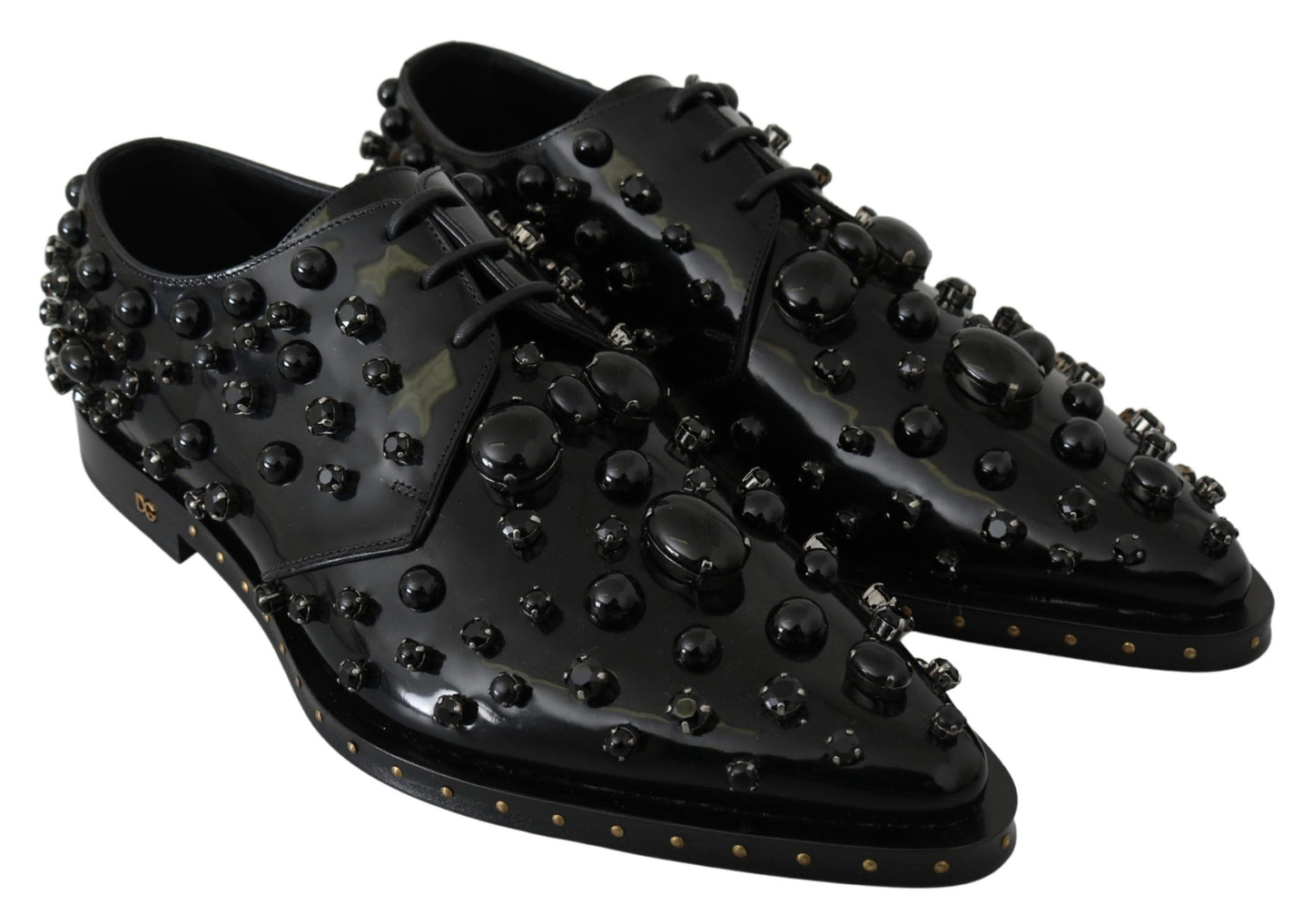 Elegant Black Crystal Leather Dress Shoes