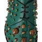 Emerald Leather Dress Shoes with Crystal Accents