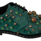 Emerald Leather Dress Shoes with Crystal Accents