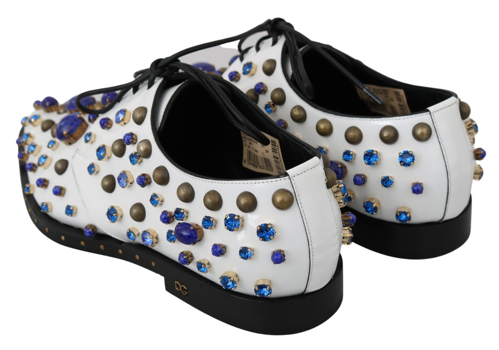 Elegante weiße Lederschuhe mit Kristallen