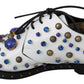 Elegant White Leather Dress Shoes With Crystals