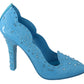 Crystal Embellished Blue Cinderella Pumps