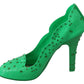 Enchanting Crystal Cinderella Pumps in Lush Green