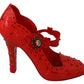 Chic Red Crystal Cinderella Pumps