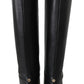 Elegant Black Calf Leather Heeled Boots